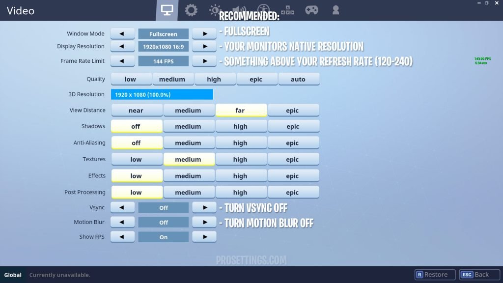 Best Fortnite Settings for Performance (FPS Boost) & Competitive Play